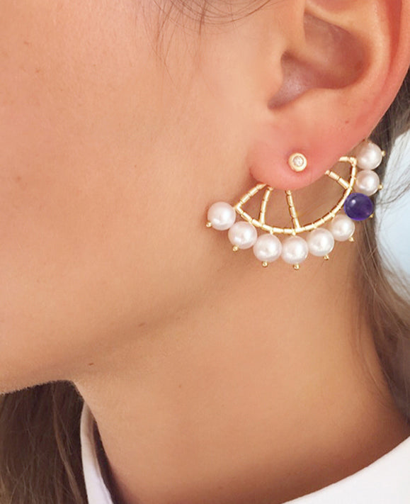 Aimée Aimer Constellation mono boucle d'oreille or jaune améthyste