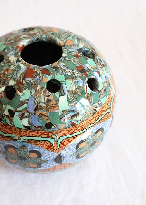 Jean Gerbino vase pique-fleurs céramique mosaïque 12 cm
