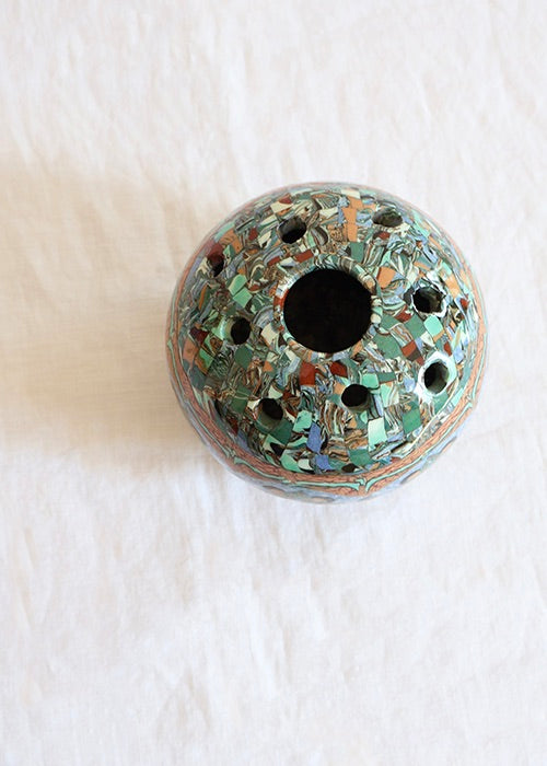 Jean Gerbino vase pique-fleurs céramique mosaïque 12 cm