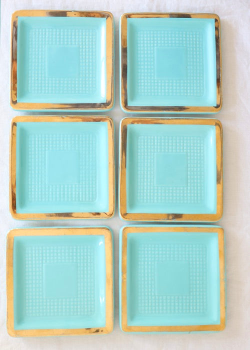 Aimée Aimer Art table assiettes turquoise dessert x6 16,5 cm