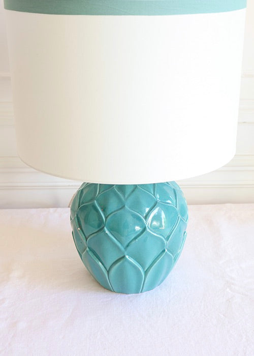 Saint-Clément Lampe Ananas luminaire faïence céladon 38 cm
