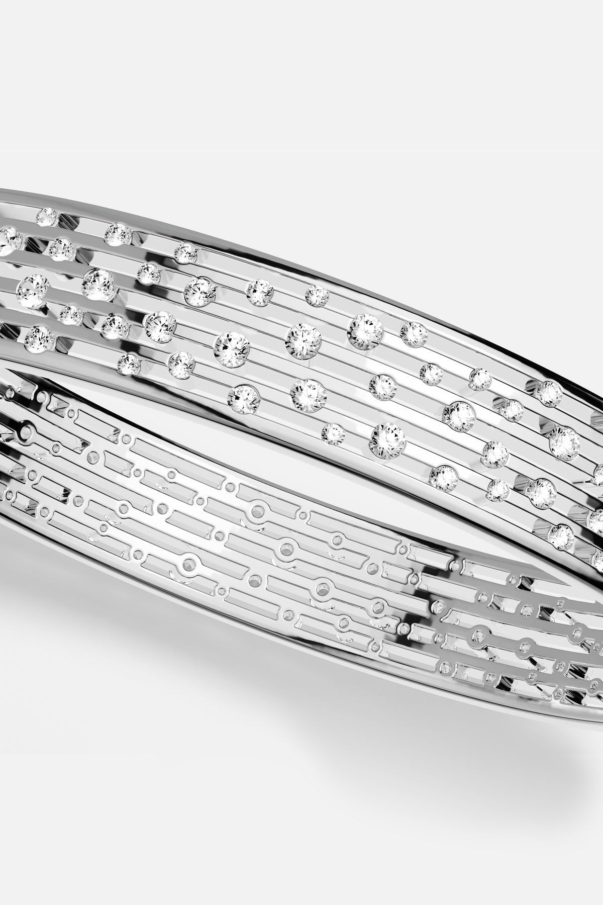 APM Monaco Automne Graphique jonc rhodié blanc zircons