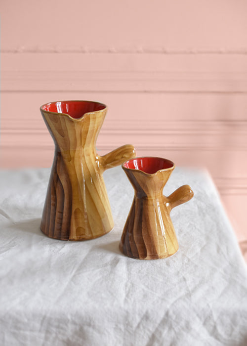 Grandjean Jourdan paire vases pichets céramique bois rouge