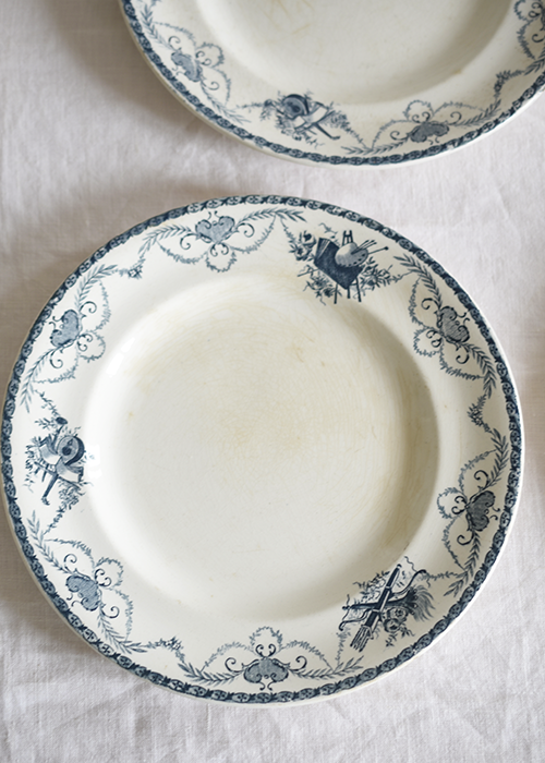 Longwy Terre de fer lot 6 assiettes bleu pétrole 23,5 cm