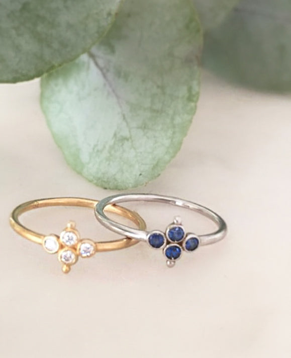 Aimée Aimer Delta bague or blanc 4 saphirs taille 52