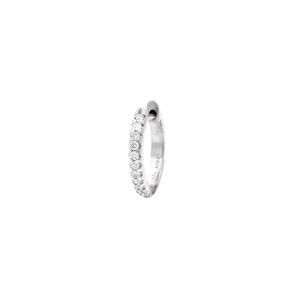 Aimée Aimer Bi créole or blanc diamants boucles d'oreilles paire