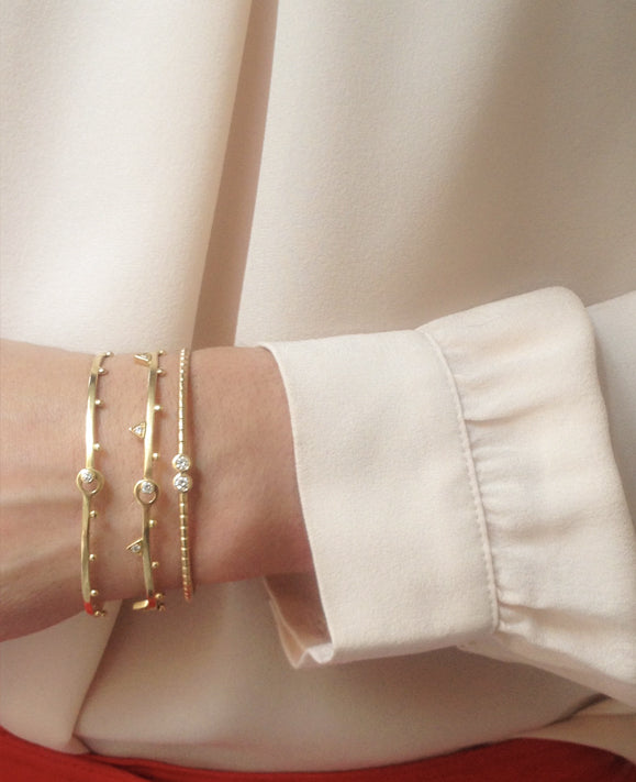 Aimée Aimer Grains bracelet jonc or jaune diamant medium