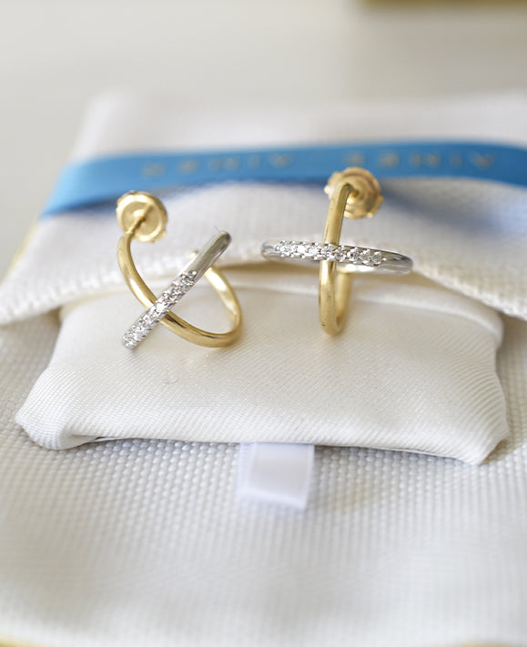 Aimée Aimer Sunset créole or jaune blanc ligne diamants unité
