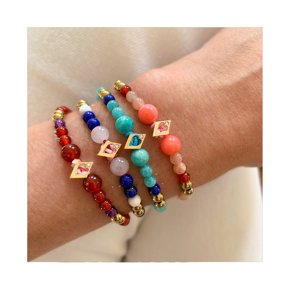 Aimée Aimer Bel Aloha bracelet coeur or jaune diamant amazonite