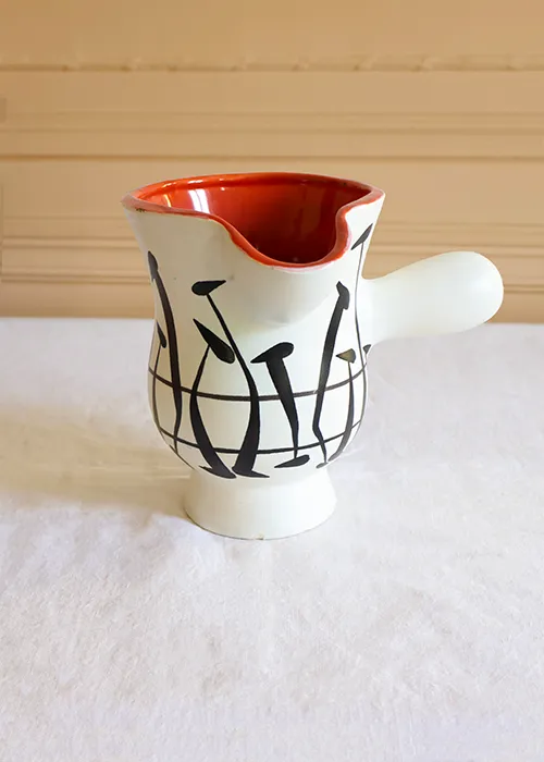 Aimée Aimer Verseuse Musique faïence blanc rouge Capron