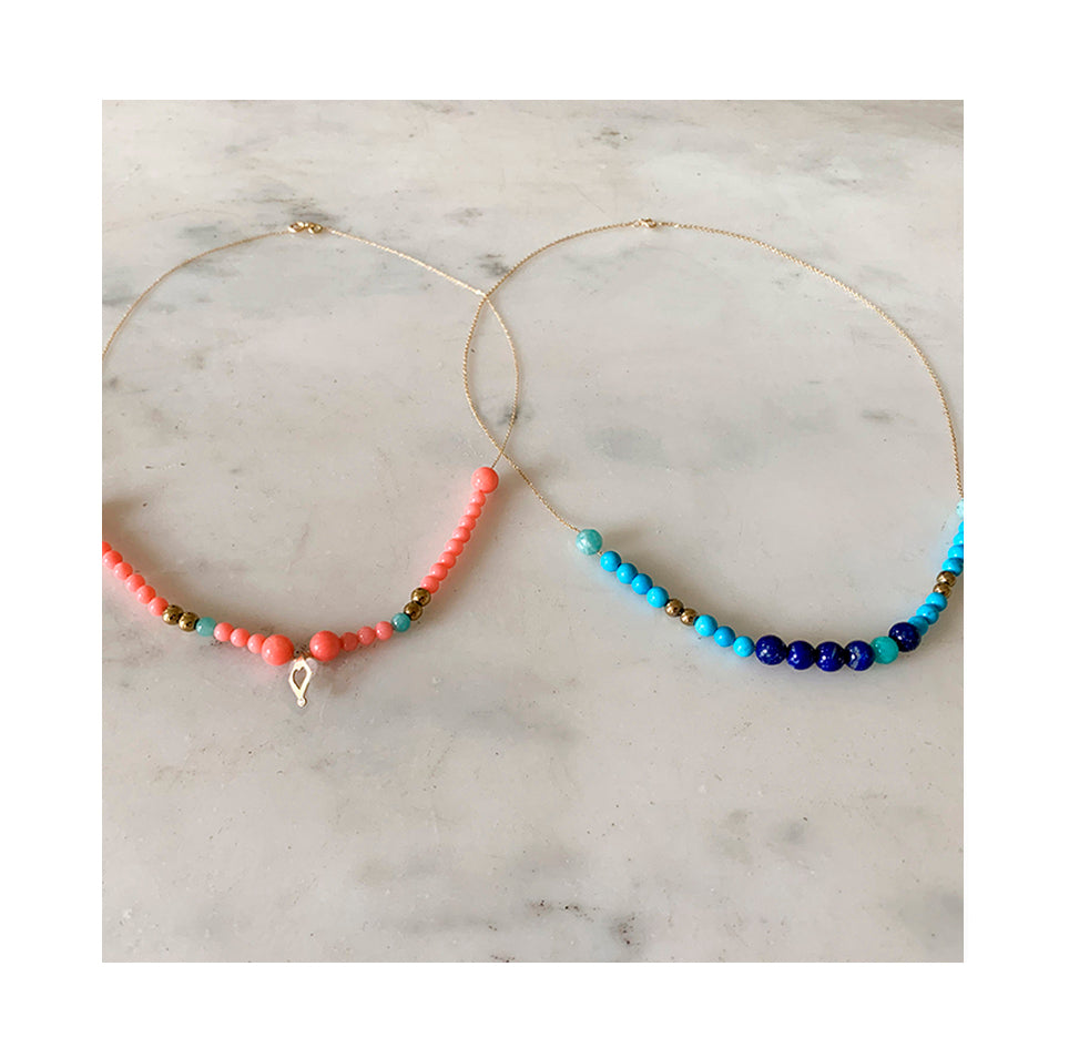 Aimée Aimer Bel Aloha Collier perlé or jaune amazonite taille unique