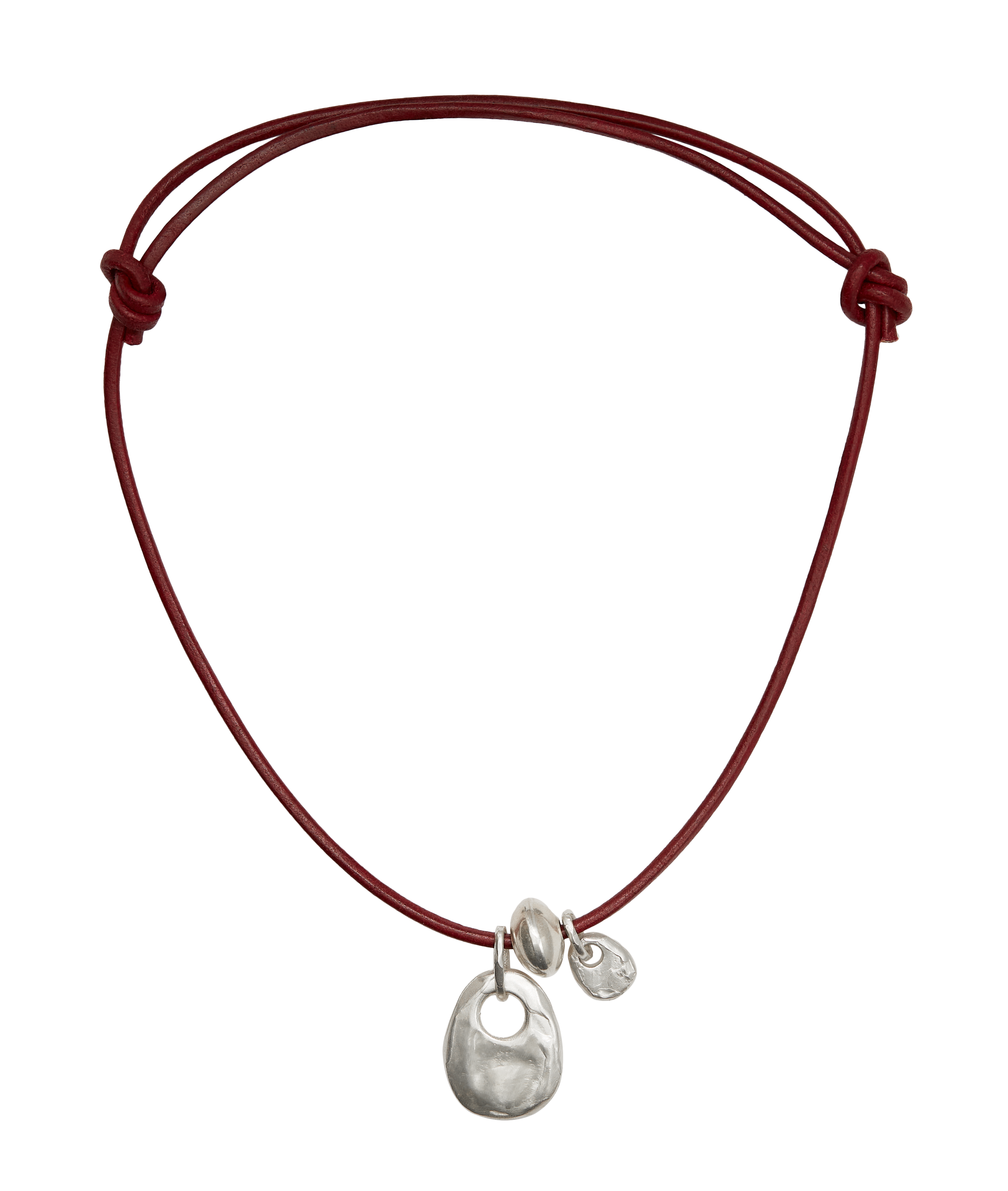 Alighieri Reader on the Shore choker cuir bordeaux argent