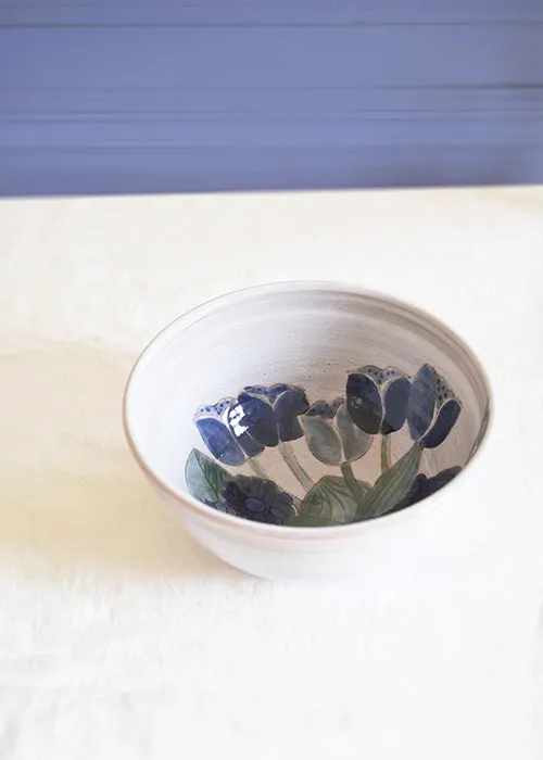 Aimée Aimer Fleurs Bleues Cloutier coupe céramique 25 cm