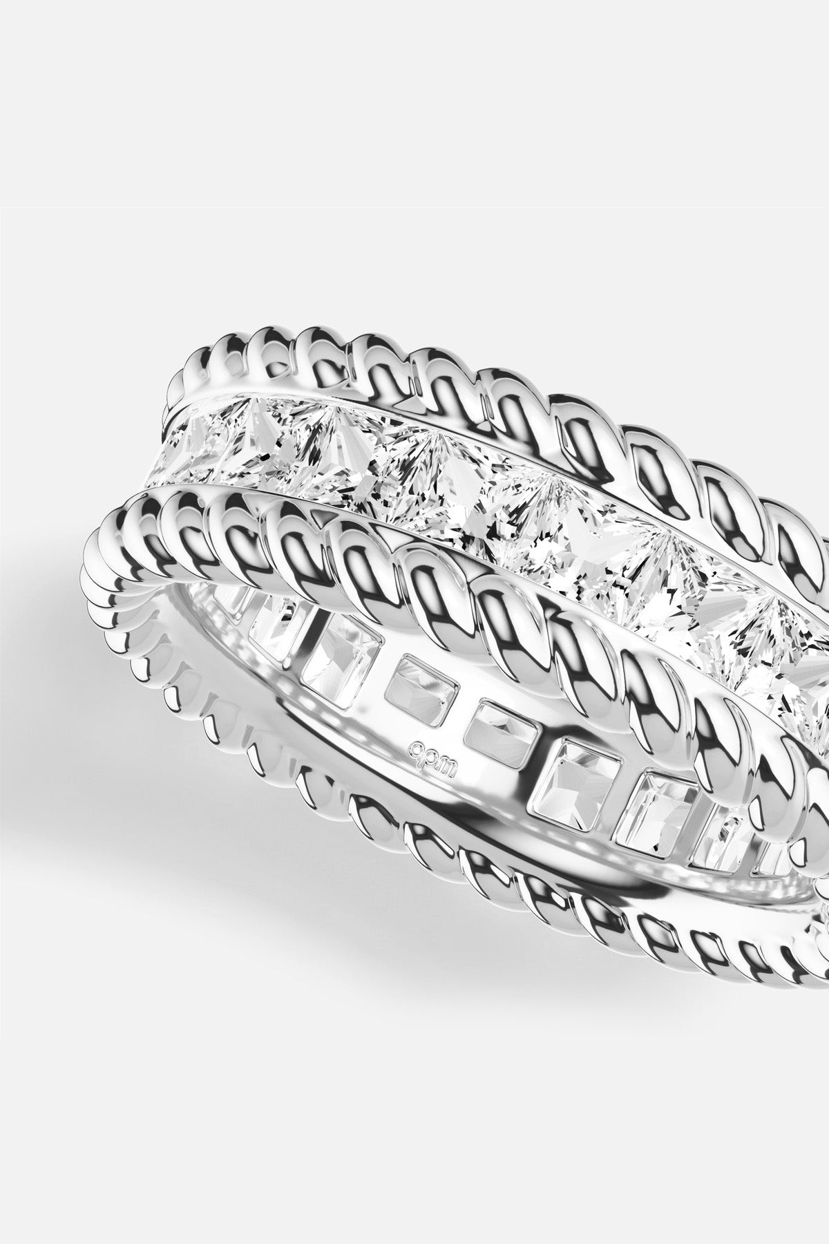 APM Monaco Yacht Club Cordage bague pavée blanche taille 52