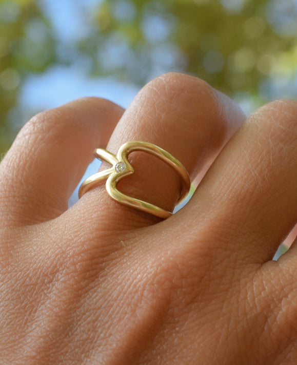 Aimée Aimer Crush bague cœurs or jaune diamants taille 50 0,19 ct