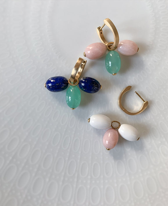 Aimée Aimer Tiare créole or jaune lapis paire
