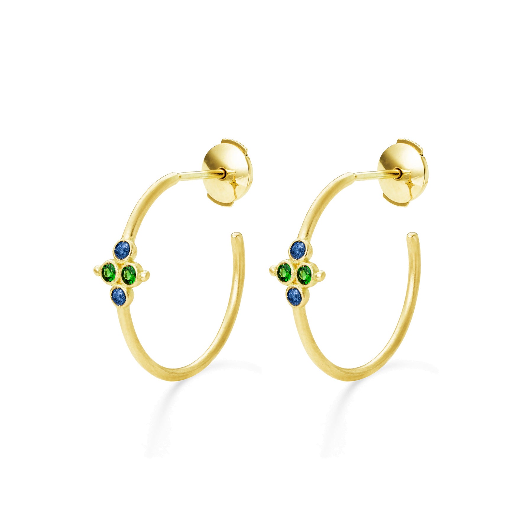 Aimée Aimer Delta Créole or jaune tsavorites saphirs paire