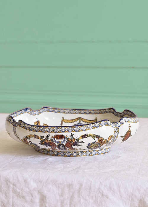 Aimée Aimer Gien Renaissance plat corbeille faïence 29 cm pièce unique