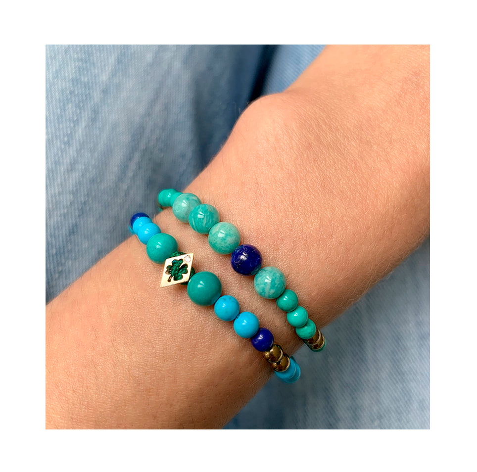 Aimée Aimer Bel Aloha Trèfle bracelet or turquoise diamant