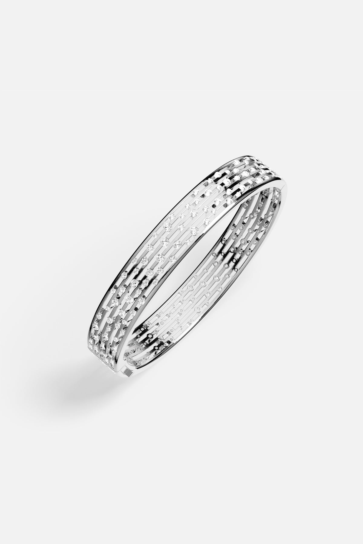 APM Monaco Automne Graphique jonc rhodié blanc zircons