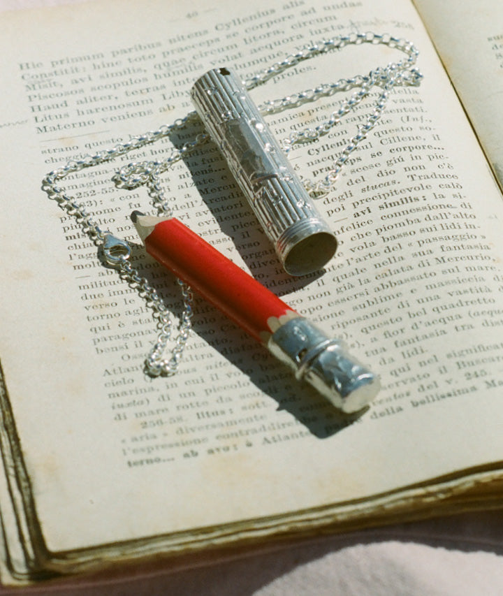 Alighieri Annotator collier argent crayon rouge gravable
