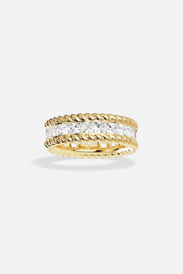 APM Monaco Yacht Club Cordage bague pavé or jaune 20 zircons