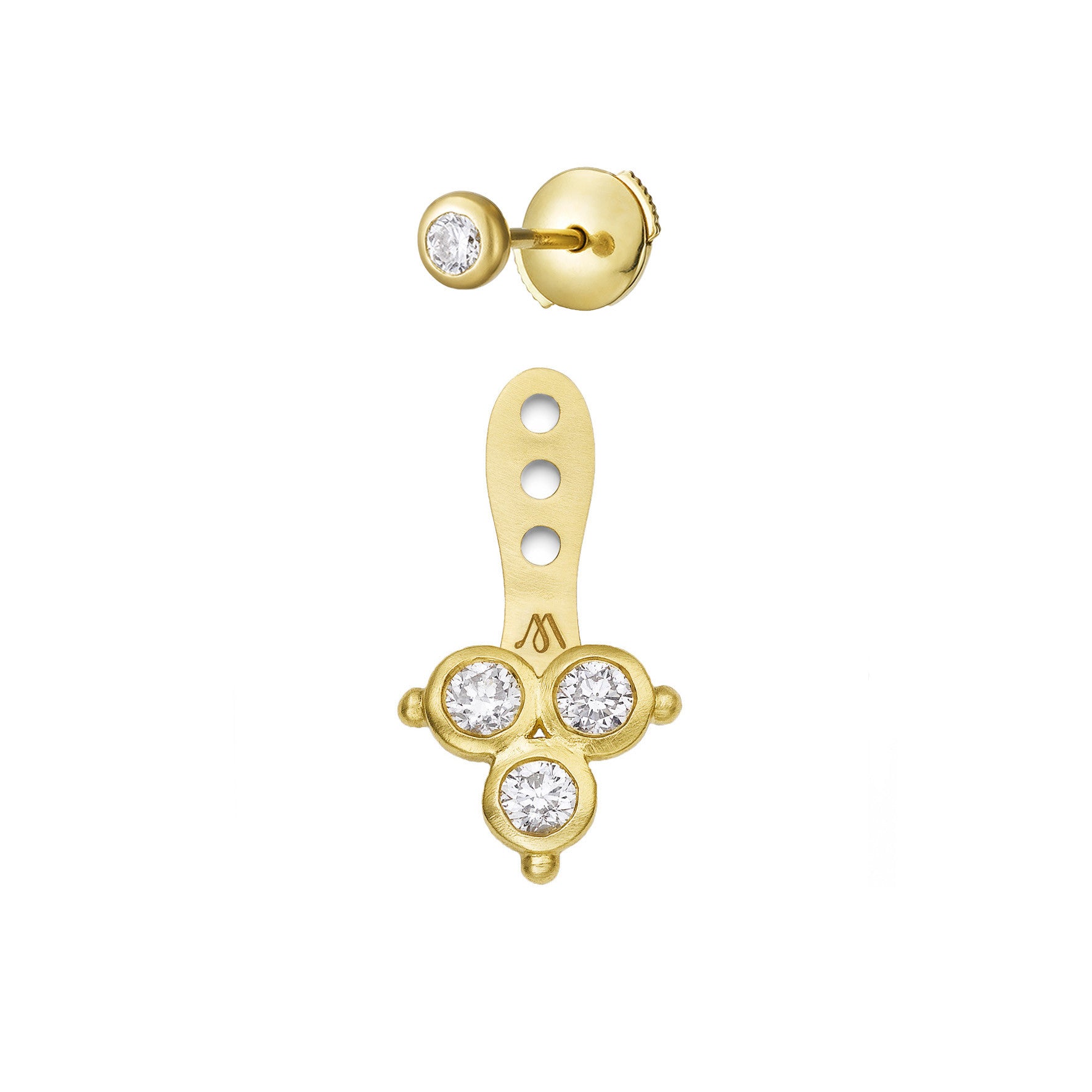 Aimée Aimer Delta dessous d'oreille or jaune diamants avec puce