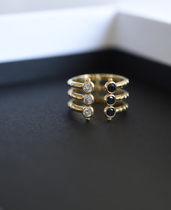 Aimée Aimer Folles Iguazu bague triple or jaune diamants taille 54