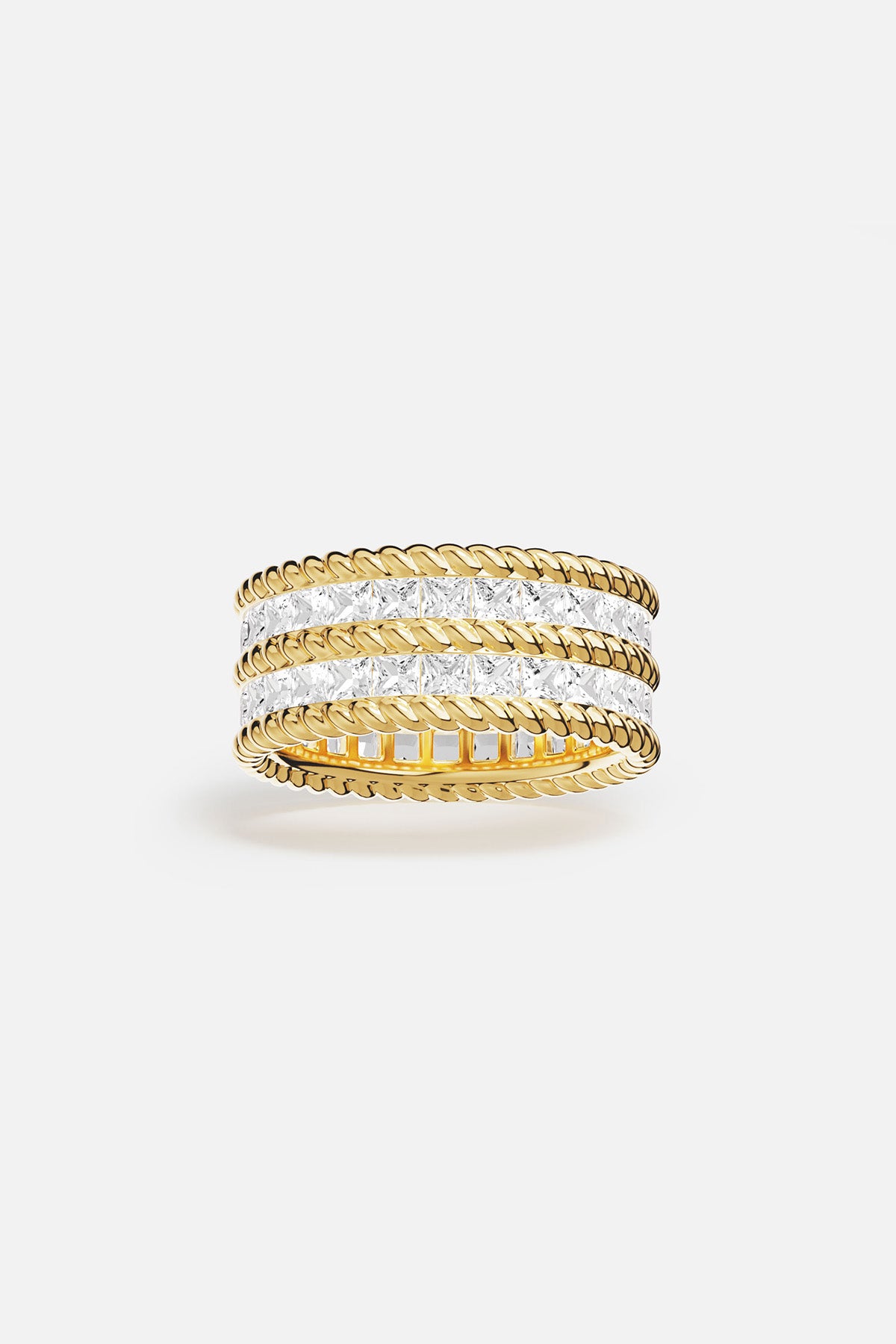 APM Monaco Yacht Club Cordage bague or jaune taille 52 pavé