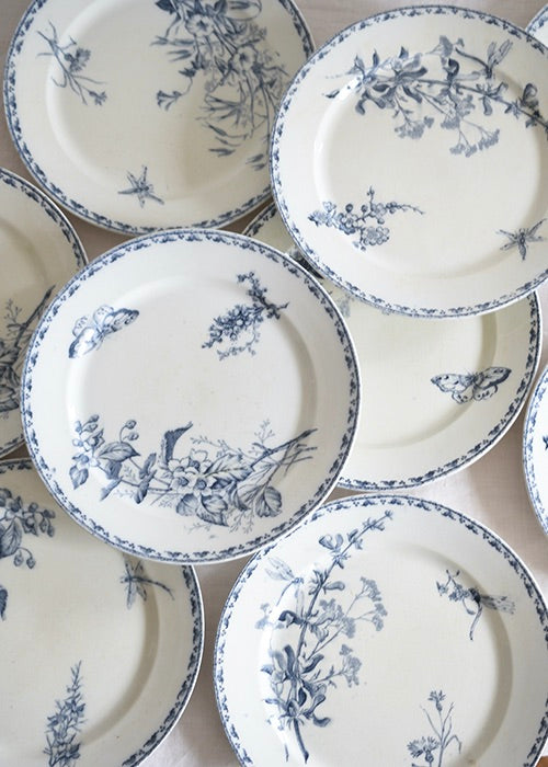 Aimée Aimer Assiettes Terre de fer papillon lot 9 x 24 cm
