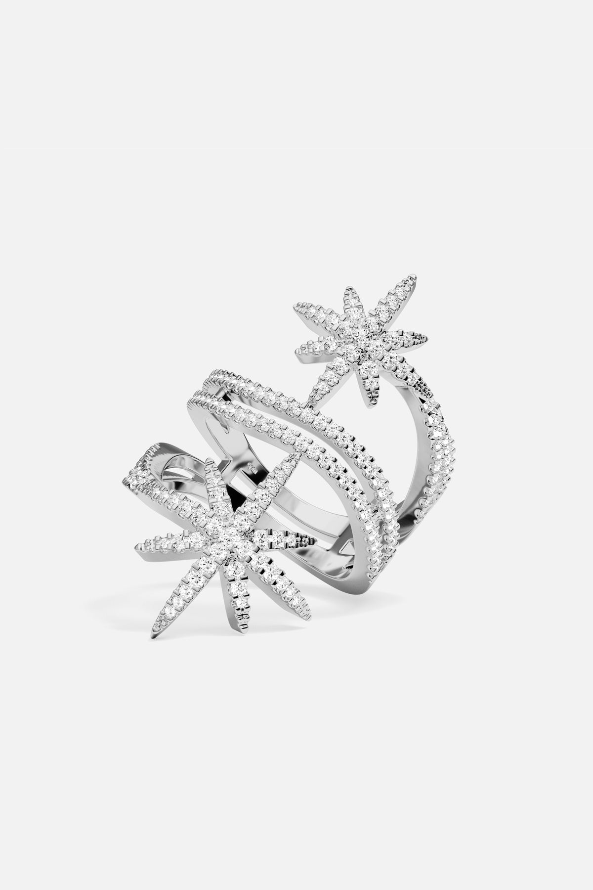 APM Monaco Météorites Double Bague Argent 52 Zircons Blancs
