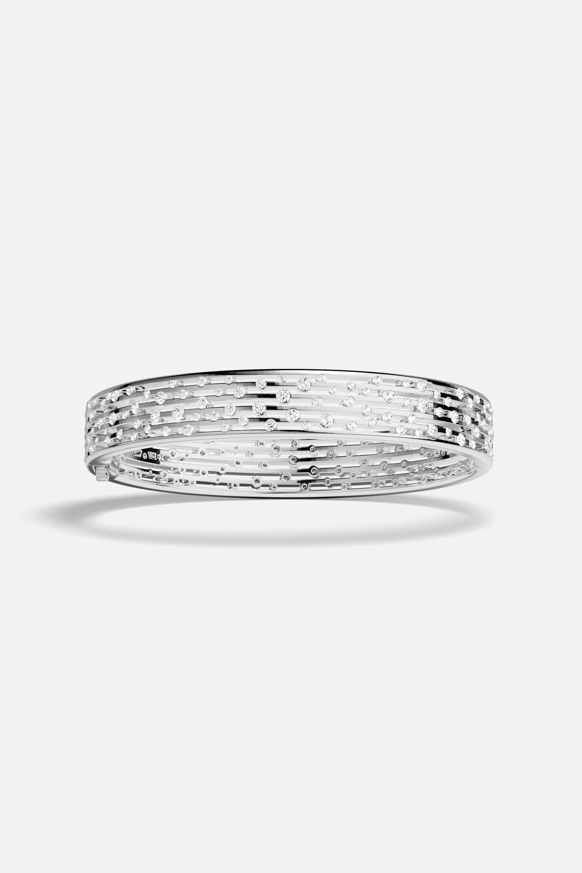 APM Monaco Automne Graphique jonc rhodié blanc zircons
