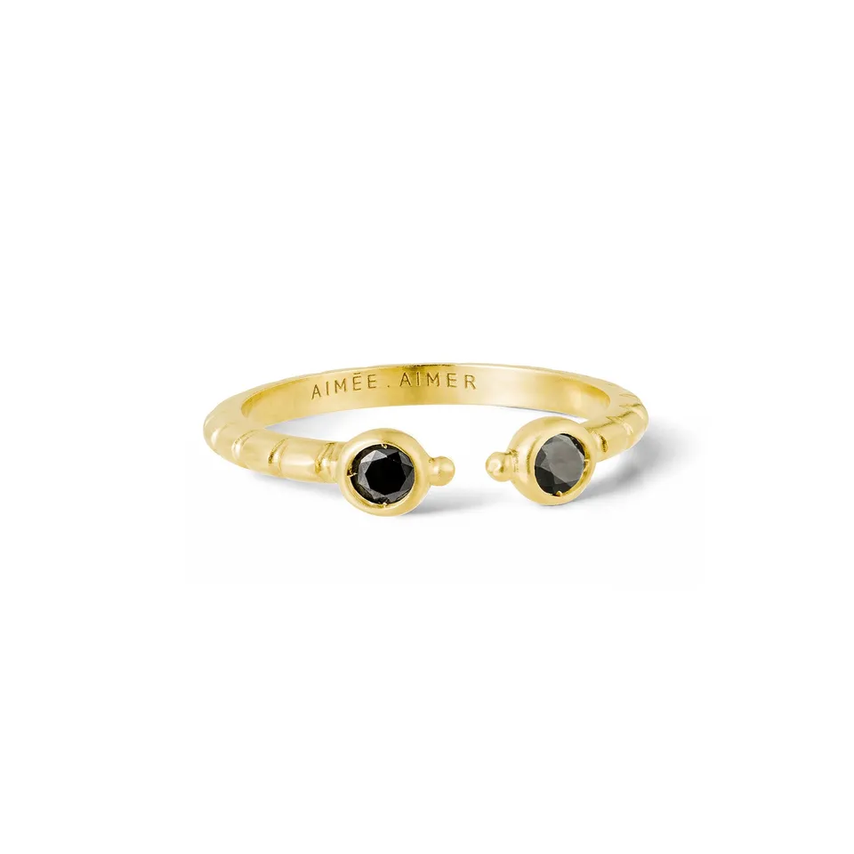 Aimée Aimer Folles Iguazu bague or jaune taille 52 spinelles noirs
