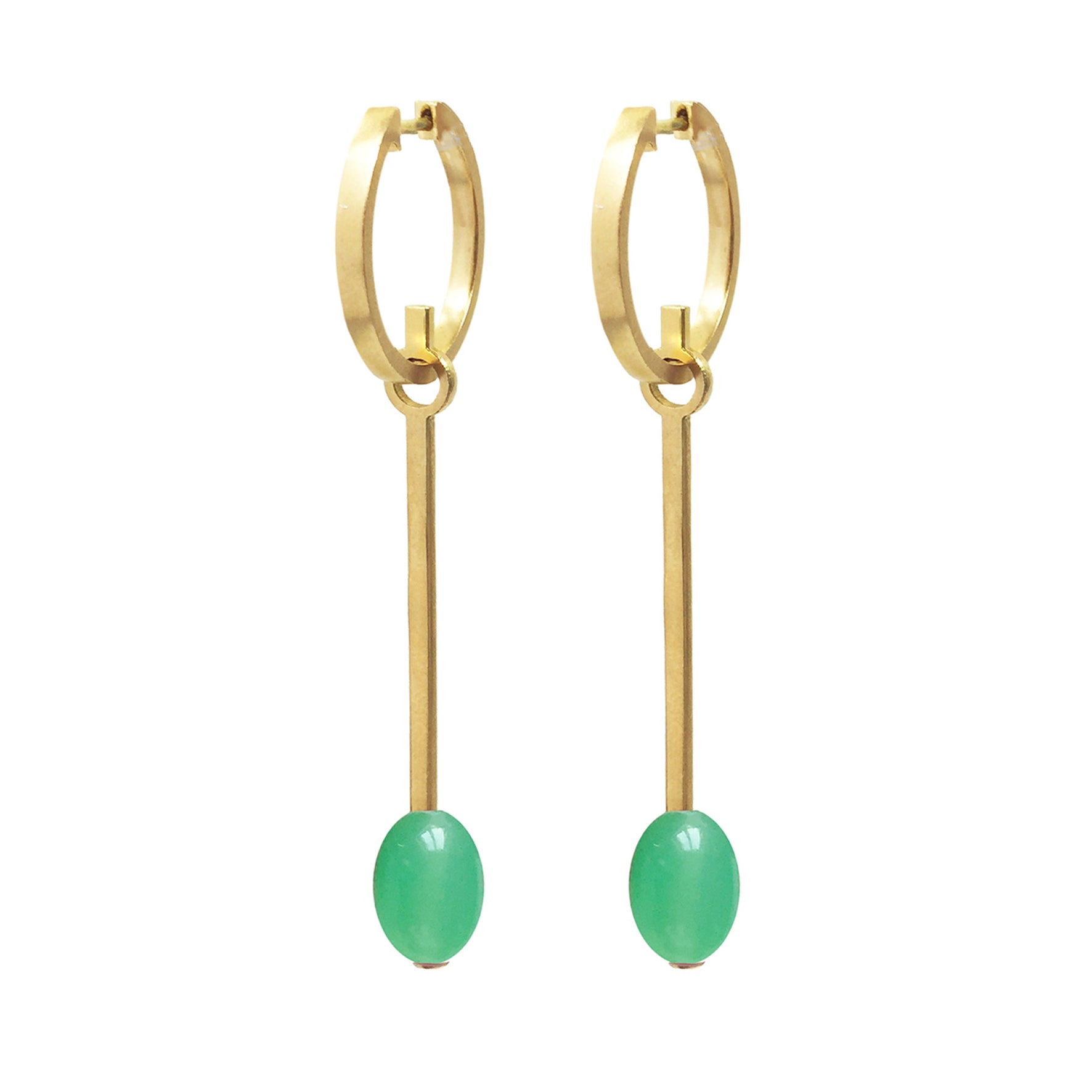 Aimée Aimer Tiare créole longue or jaune perle chrysoprase