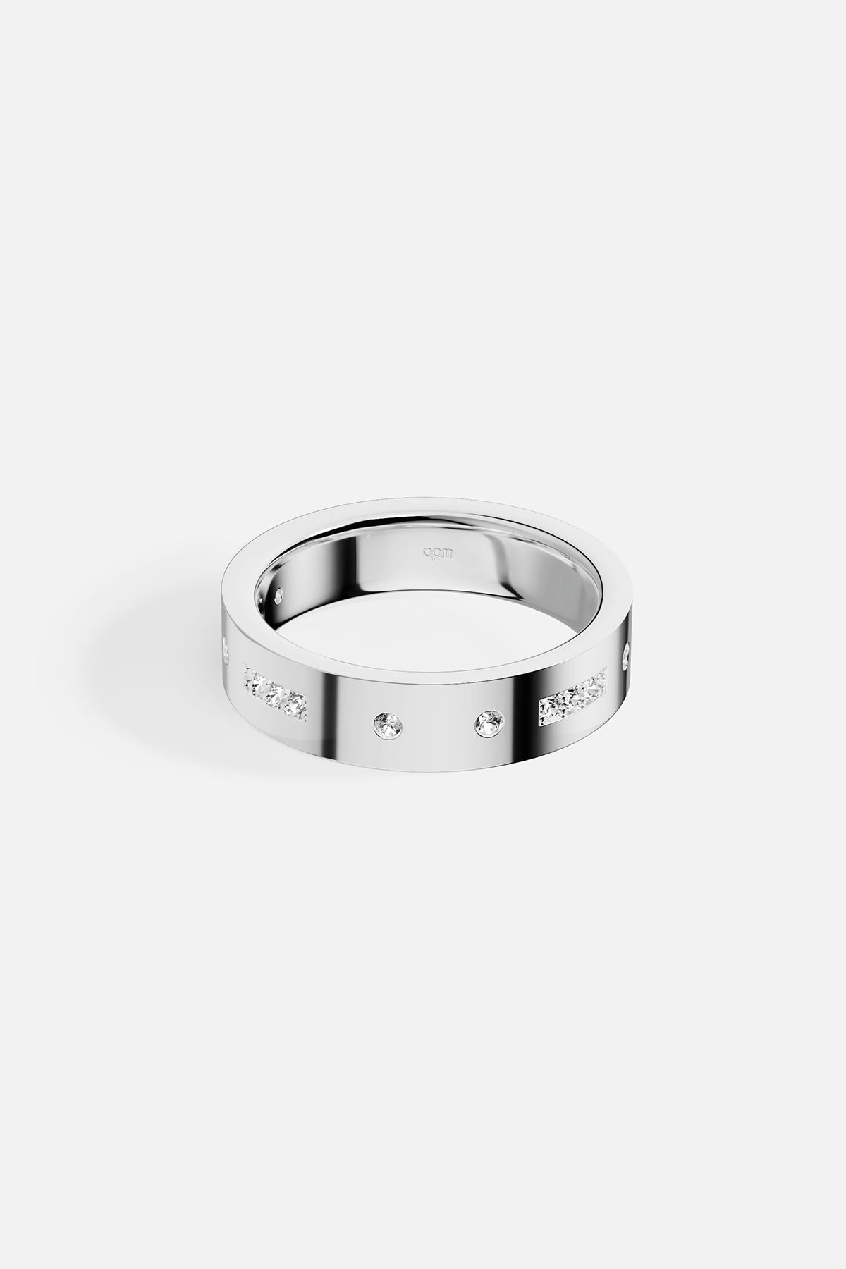 APM Monaco Morse Code LOVE Bague blanche rhodiée