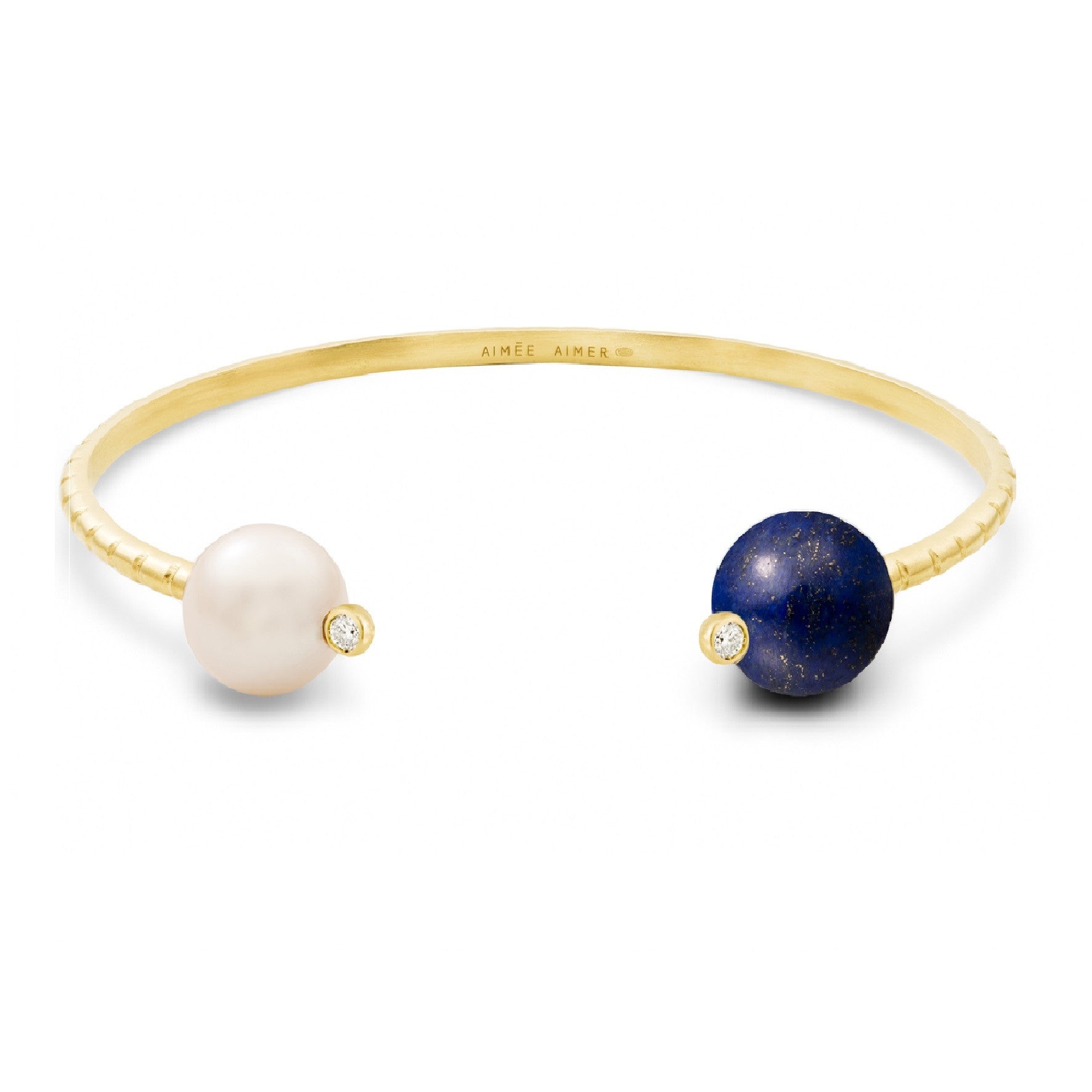 Aimée Aimer Chance bracelet jonc or perle lapis taille S