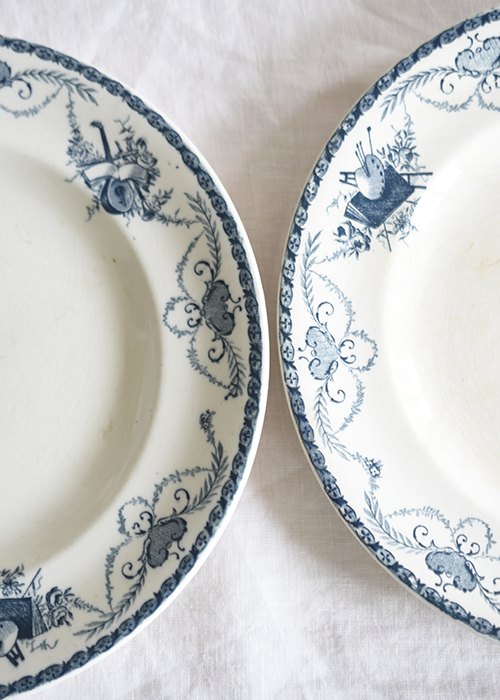 Longwy Terre de fer lot 6 assiettes bleu pétrole 23,5 cm
