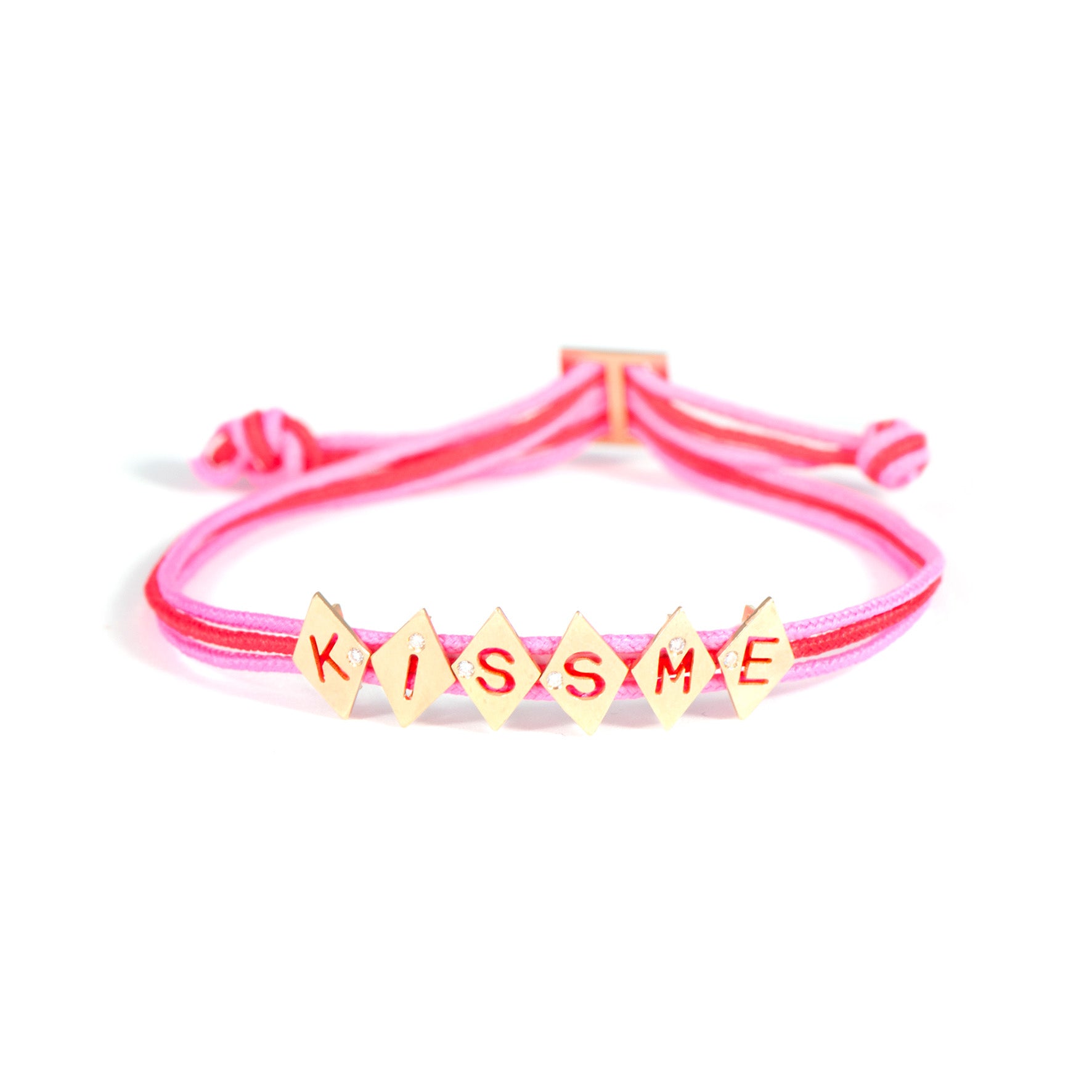 Aimée Aimer Alphabet bracelet 6 lettres or jaune diamant cordon marine