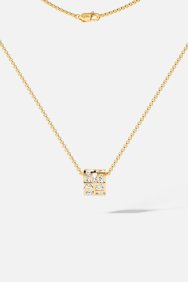APM Monaco Festival Ice Collier Or Ajustable Zircons Baguette