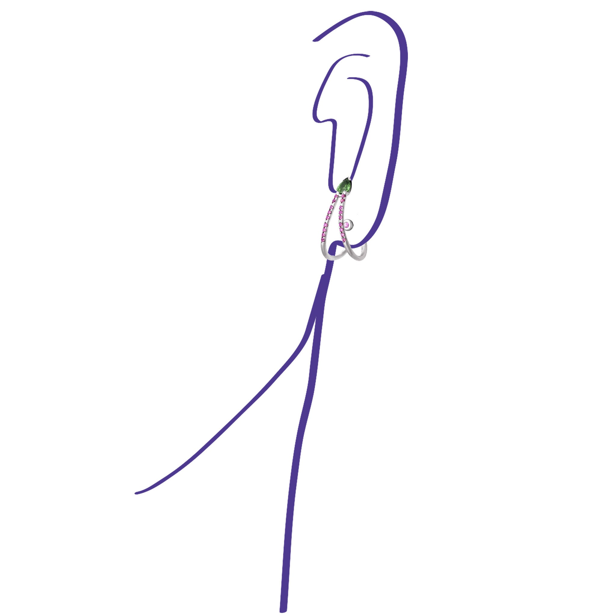 Aimée Aimer SkyLiane boucle d’oreille or blanc tsavorite unité