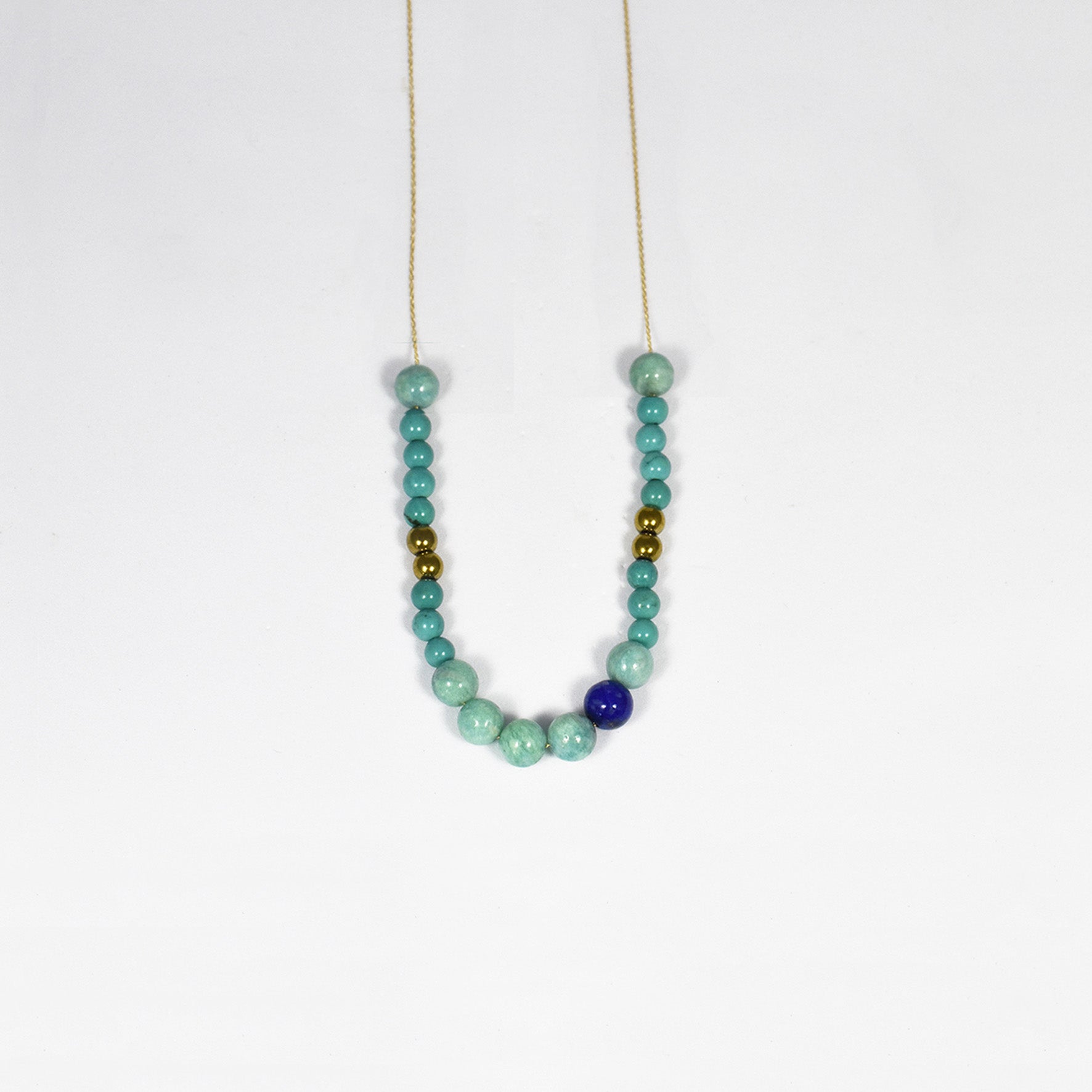 Aimée Aimer Bel Aloha Collier perlé or jaune amazonite taille unique