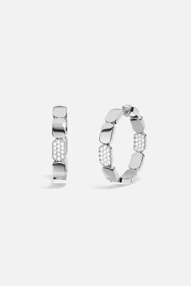 APM Monaco Yacht Club Pavage créoles blanches 28,5 mm zircons