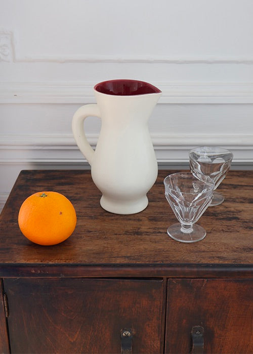 Aimée Aimer Pichet Blanc Vermillon carafe faïence 21 cm