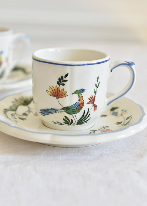 Aimée Aimer Oiseau de Gien Tasses à Café Faïence Lot 6 +1