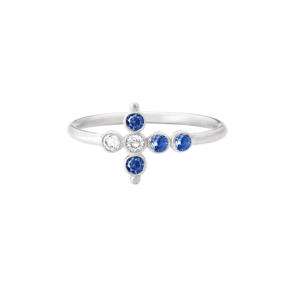 Aimée Aimer Petit AA bague or blanc saphir diamants taille 53