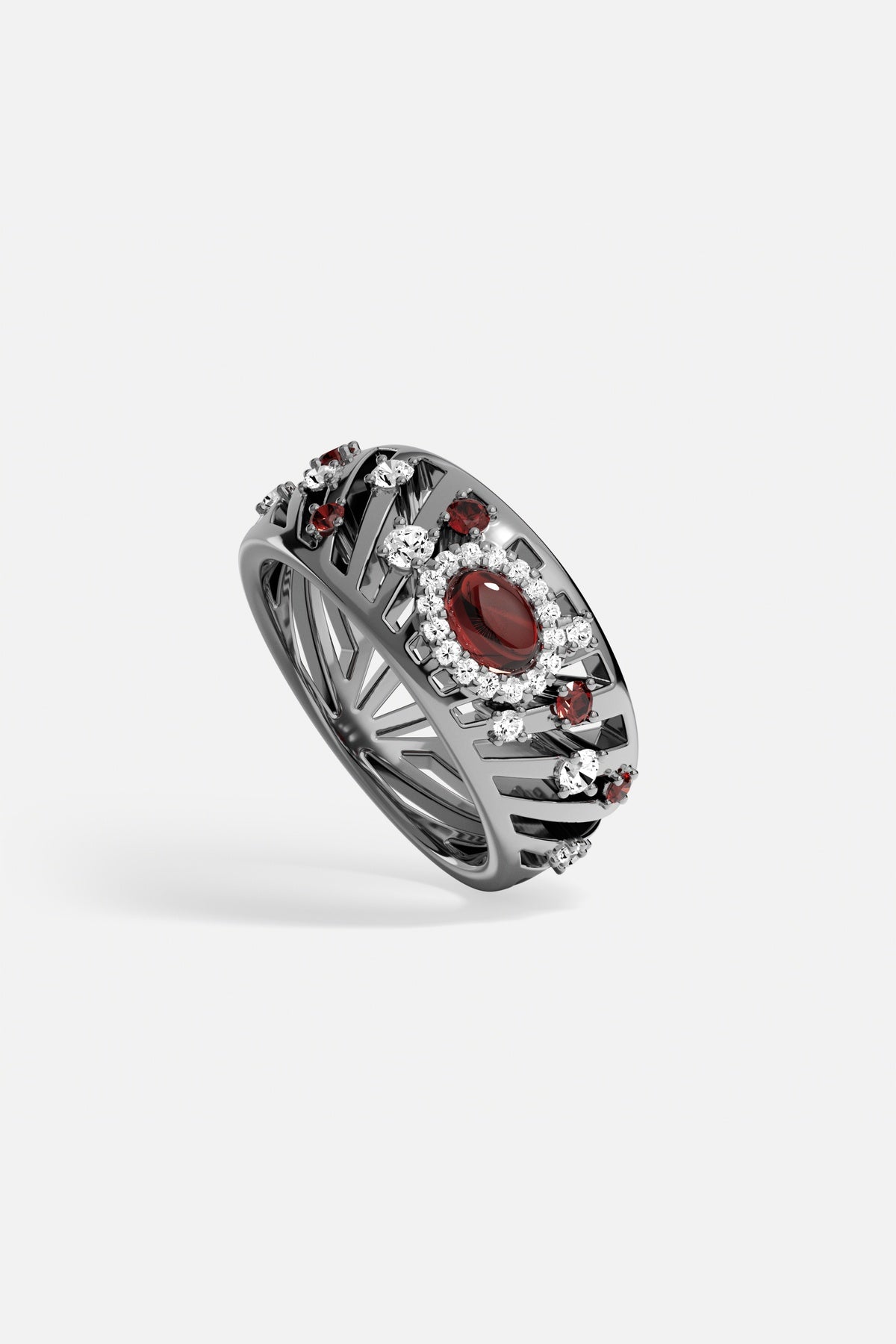 APM Monaco Automne Les Éventails bague éventail grise bordeaux taille 52