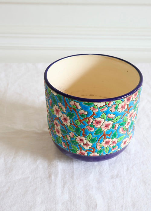 Aimée Aimer Vases cache-pot Longwy Fleurs de Pommier émaux