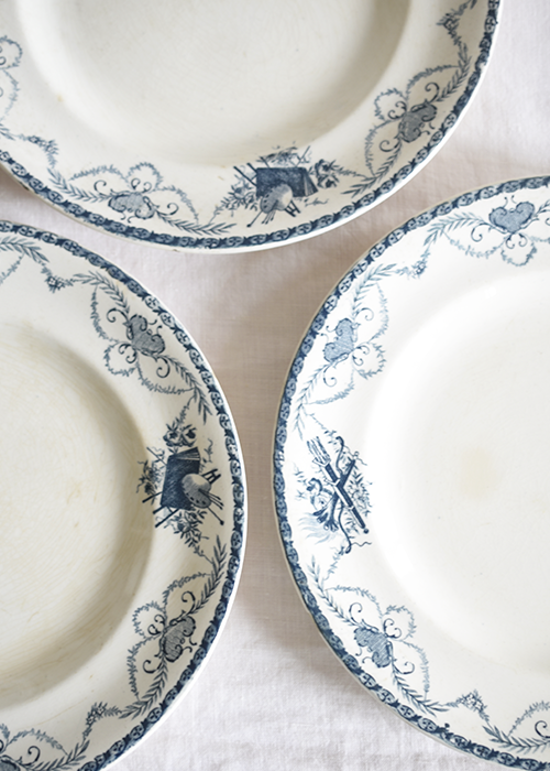Longwy Terre de fer lot 6 assiettes bleu pétrole 23,5 cm