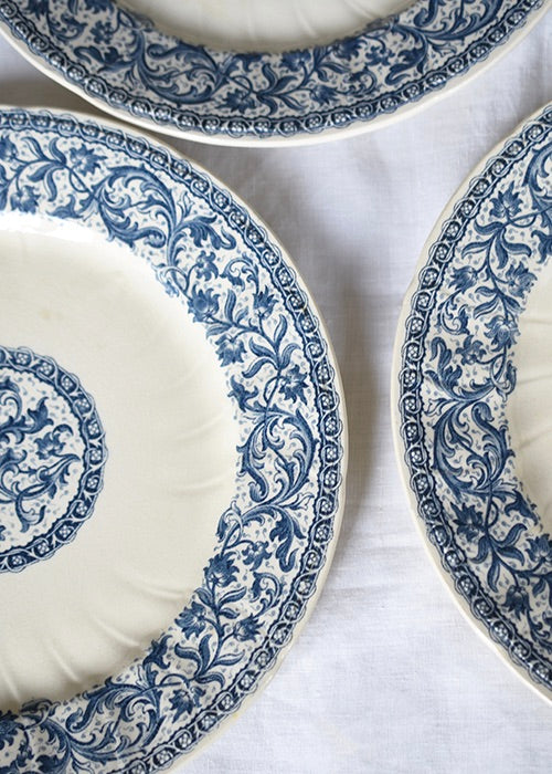 Aimée Aimer Gien Guirlandes Assiettes Plates Lot 6 Bleu 26,5cm