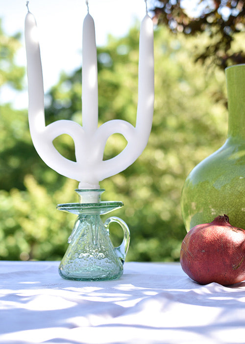 Aimée Aimer Pétulant bougeoir verre soufflé amande 13 cm